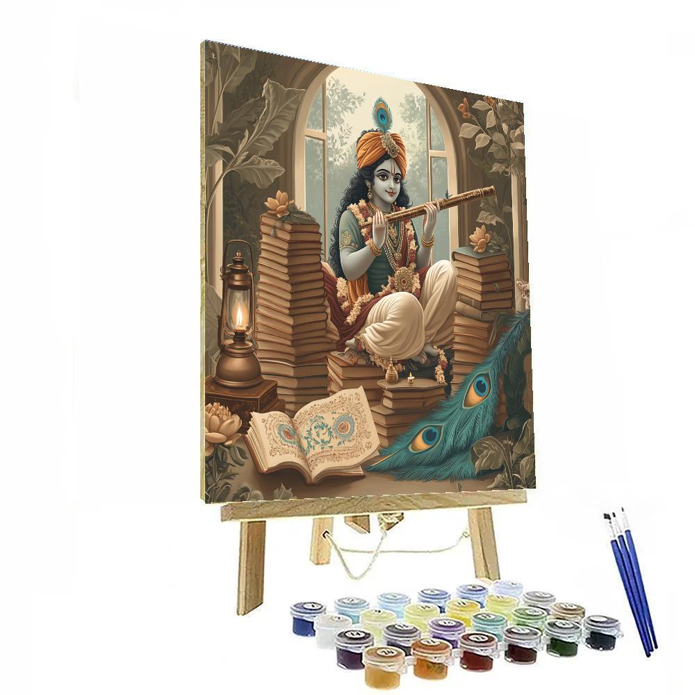 Krishna And The Library Of Palm Leaf Stories DIY paint by numbers