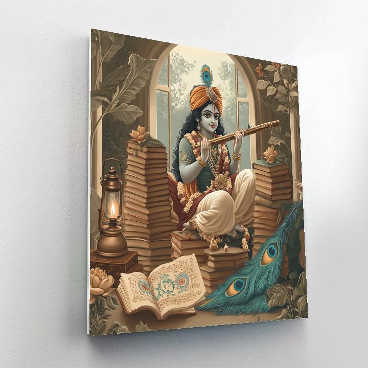 Krishna And The Library Of Palm Leaf Stories DIY paint by numbers