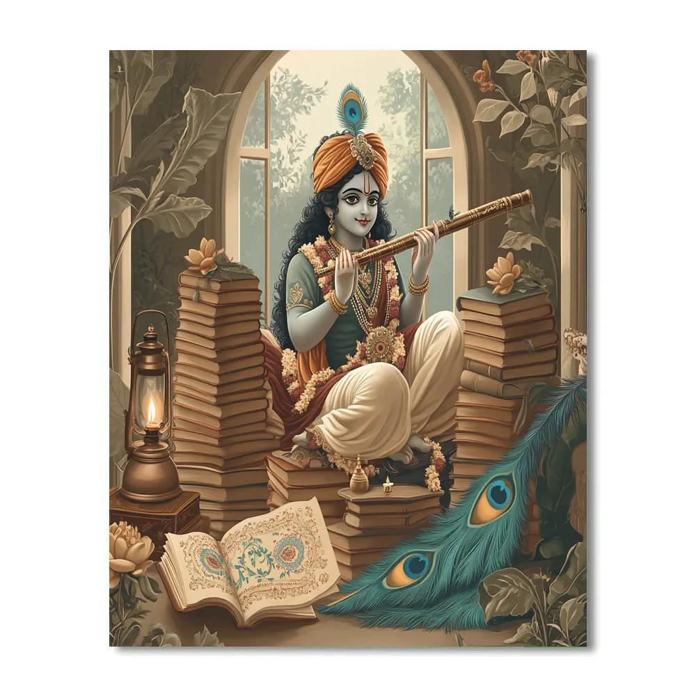 Krishna And The Library Of Palm Leaf Stories DIY paint by numbers