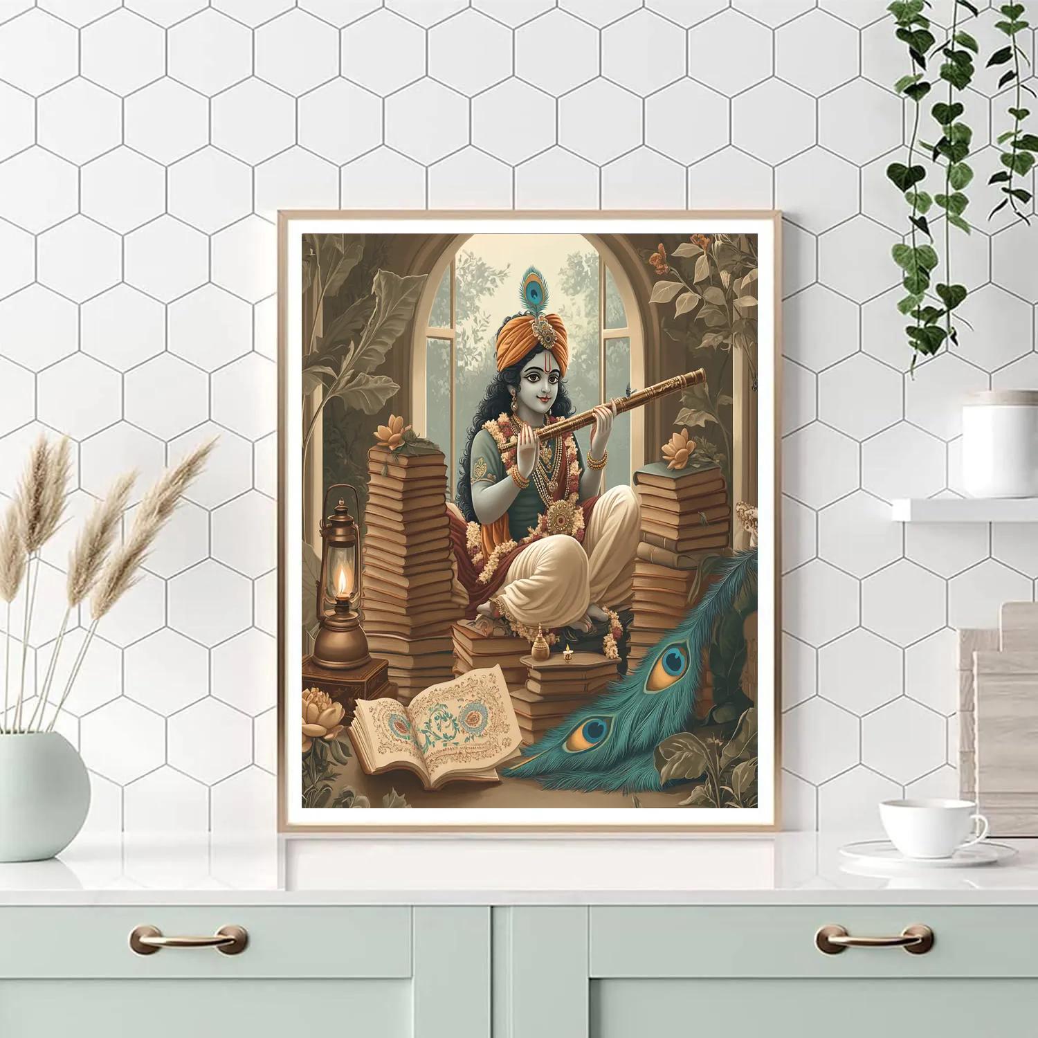 Krishna And The Library Of Palm Leaf Stories DIY paint by numbers