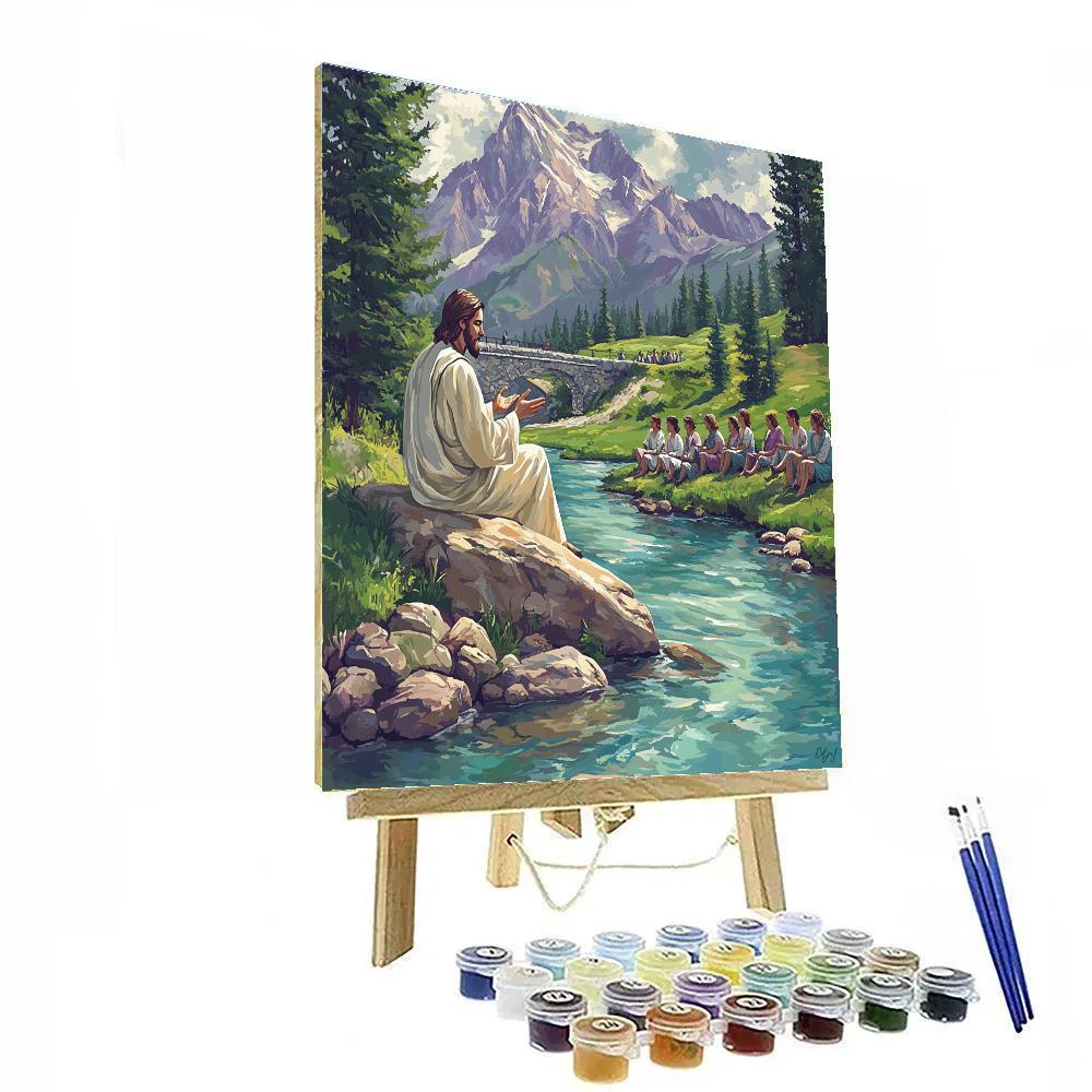 Jesus Teaching By A Mountain Stream Number painting