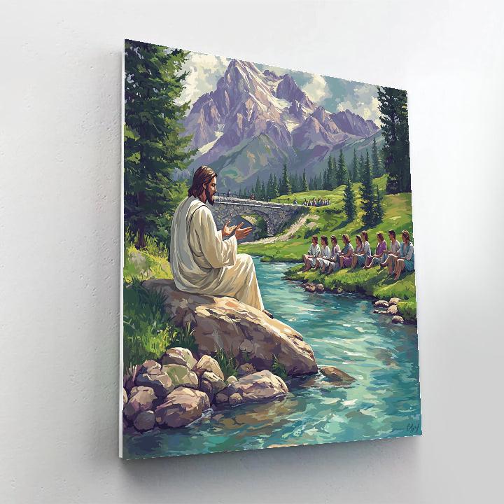 Jesus Teaching By A Mountain Stream Number painting