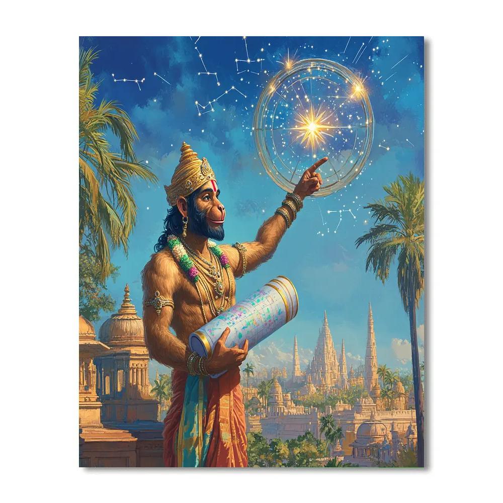 Celestial Mapkeeper Hanuman Paint by numbers art
