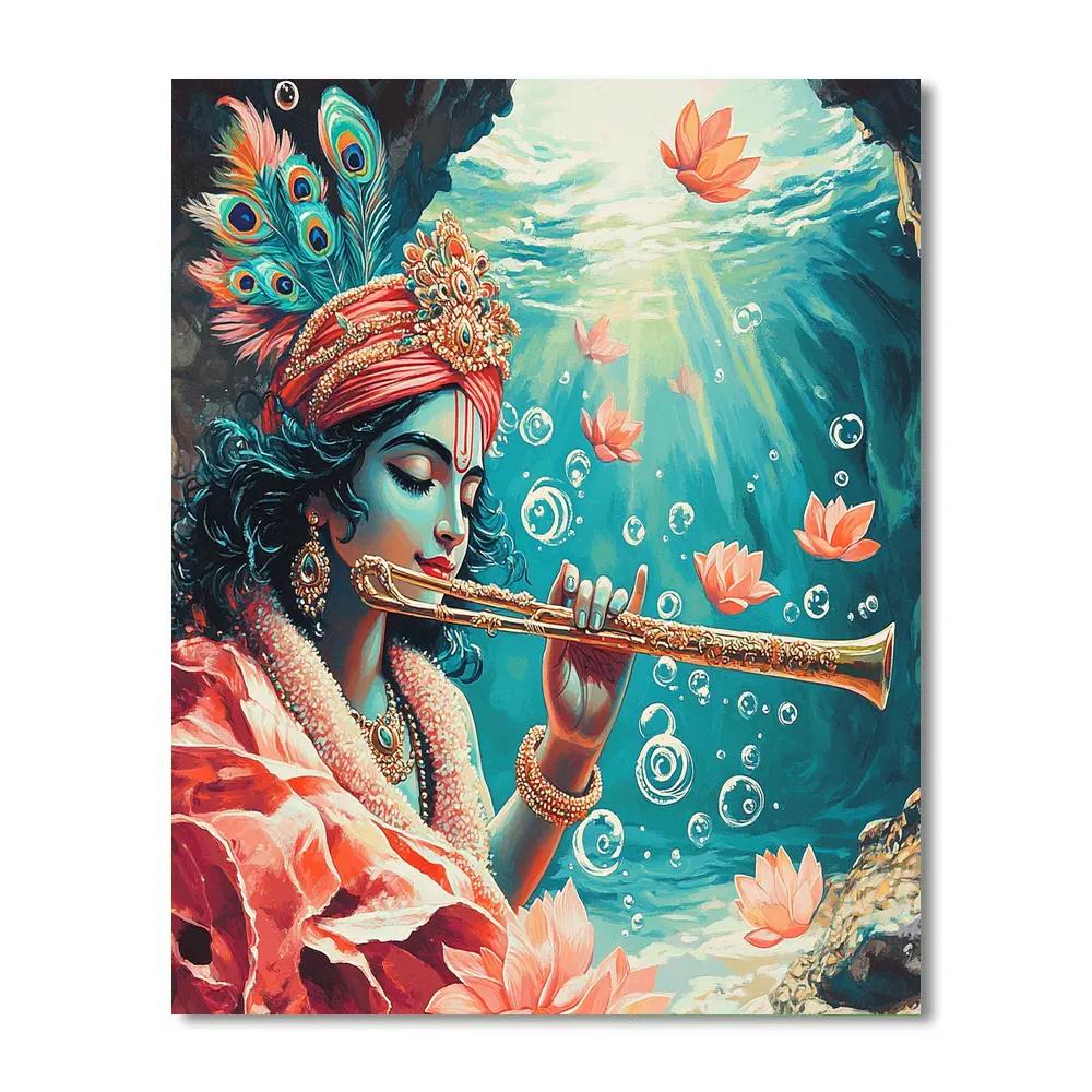 Krishna And The Coral Reef Flute Echo Numbered painting kits