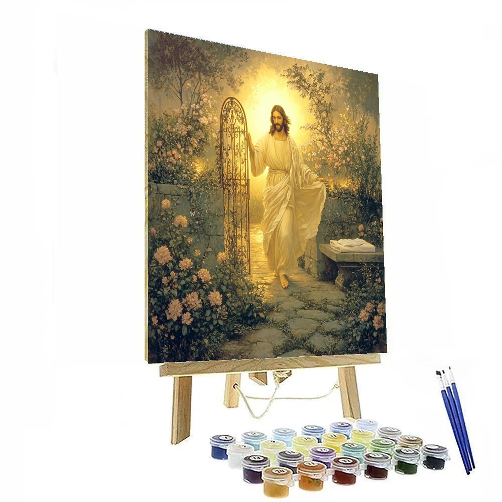 Jesus Resurrection Garden Sunrise Gate paint by color