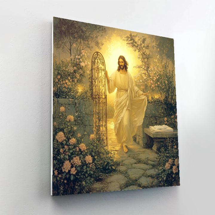 Jesus Resurrection Garden Sunrise Gate paint by color