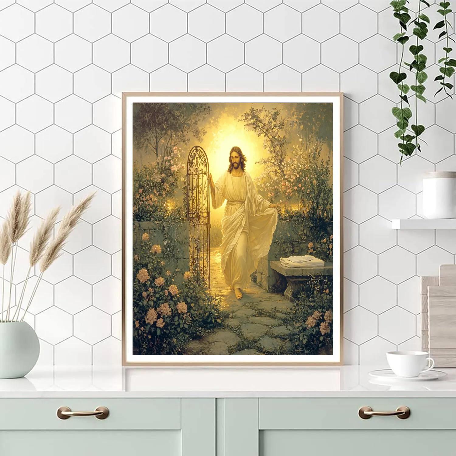 Jesus Resurrection Garden Sunrise Gate paint by color