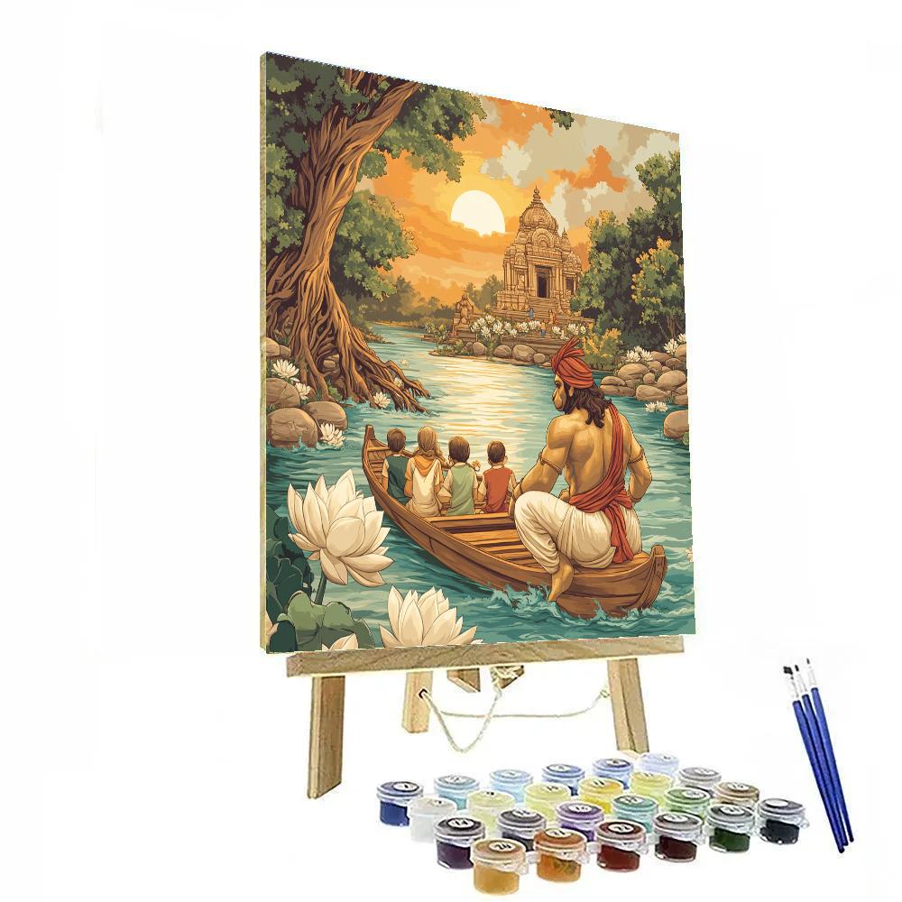 River Ferry With Hanuman Guardian DIY paint by numbers