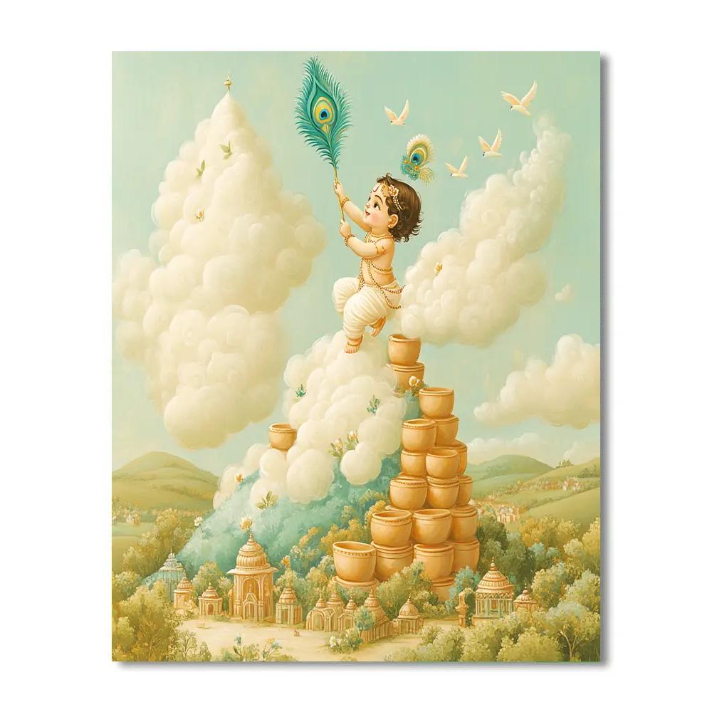 Krishna And The Mountain Of Butter Clouds paint by numbers