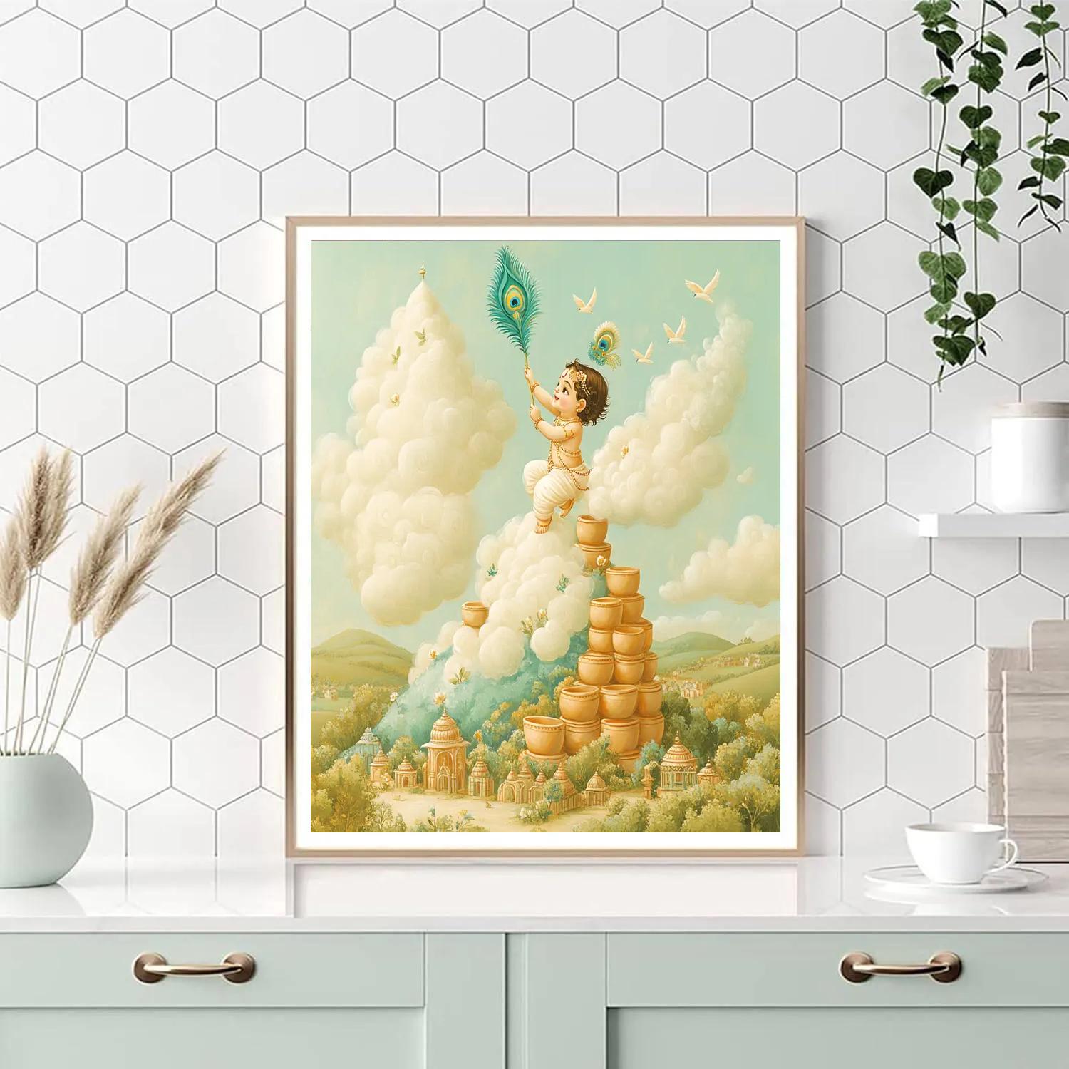 Krishna And The Mountain Of Butter Clouds paint by numbers