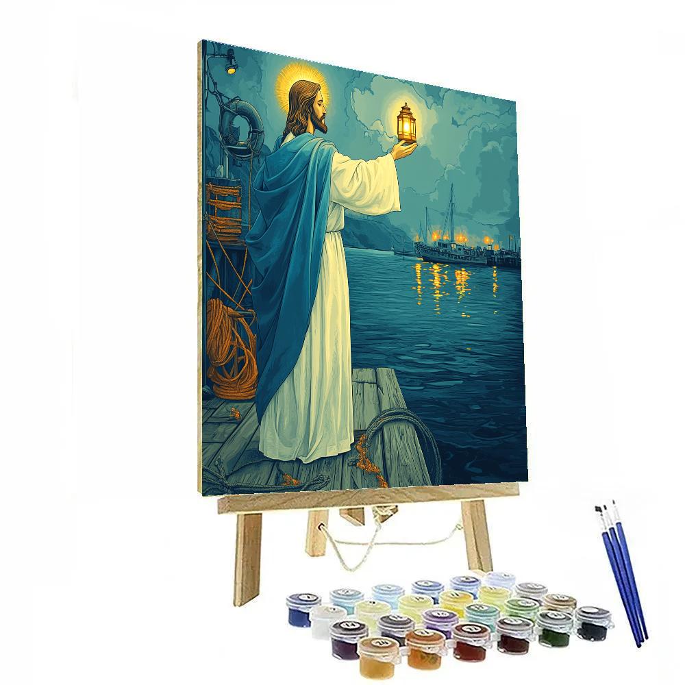 Jesus Harbor Lantern Blessing paint by color