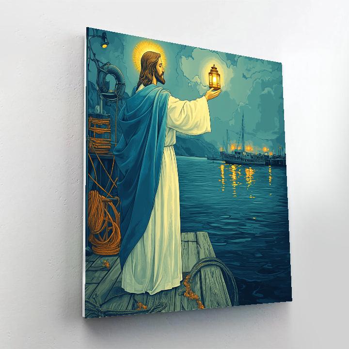 Jesus Harbor Lantern Blessing paint by color