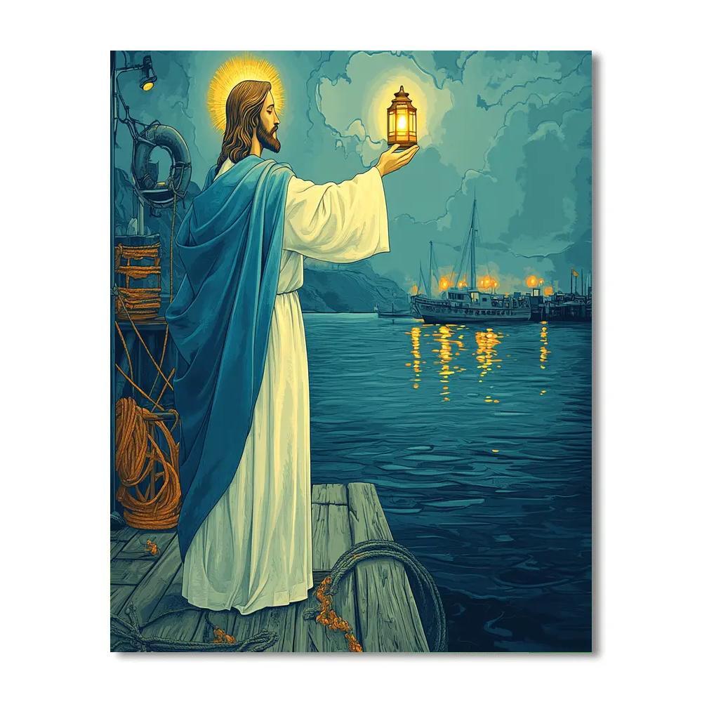 Jesus Harbor Lantern Blessing paint by color