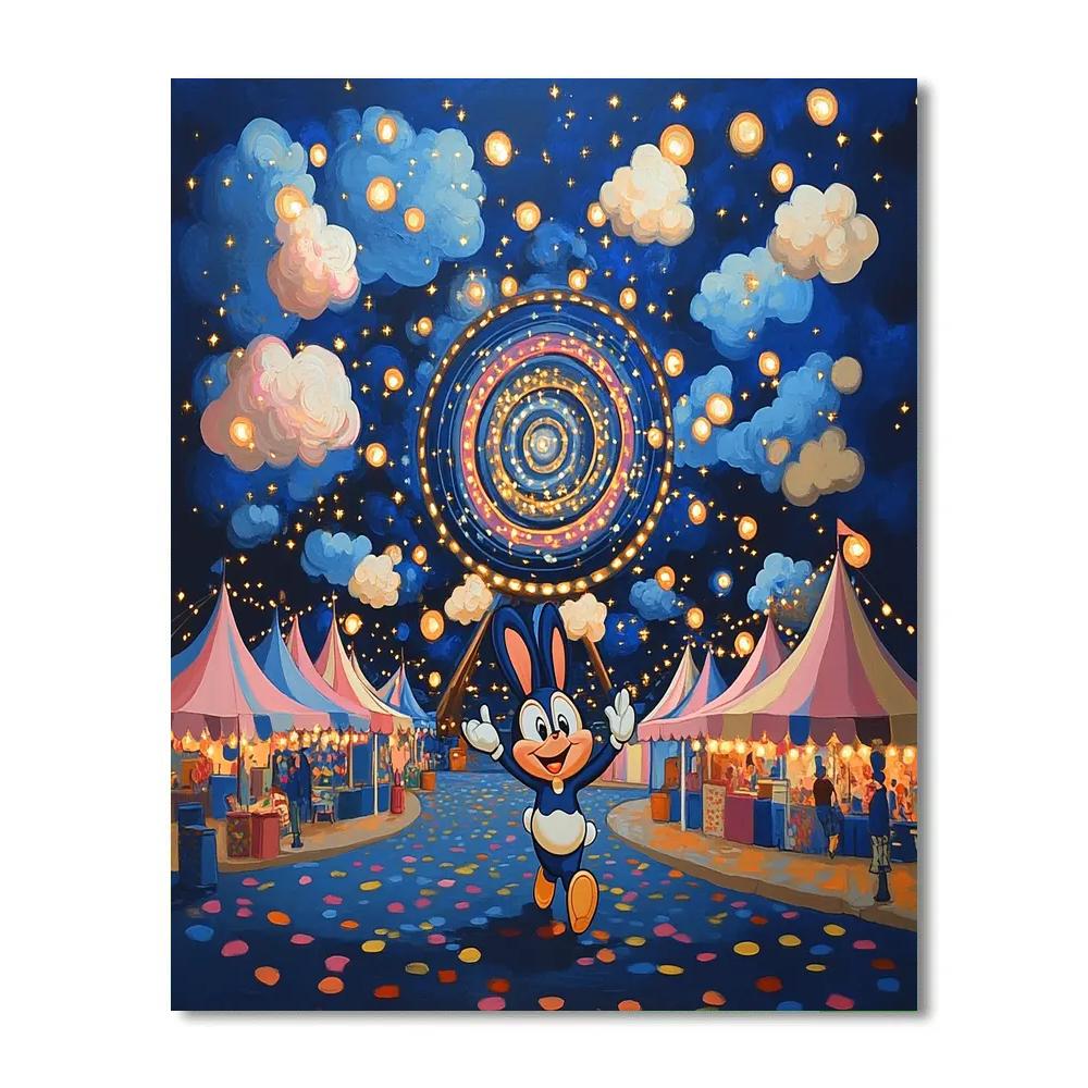 Oswald The Lucky Rabbit Galaxy Carnival Night Disney Inspired paint by number