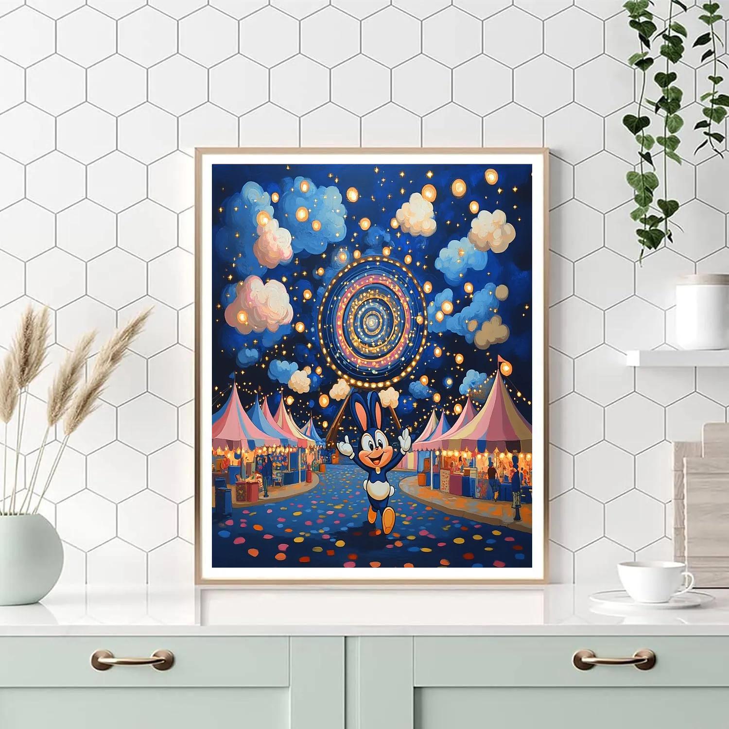 Oswald The Lucky Rabbit Galaxy Carnival Night Disney Inspired paint by number