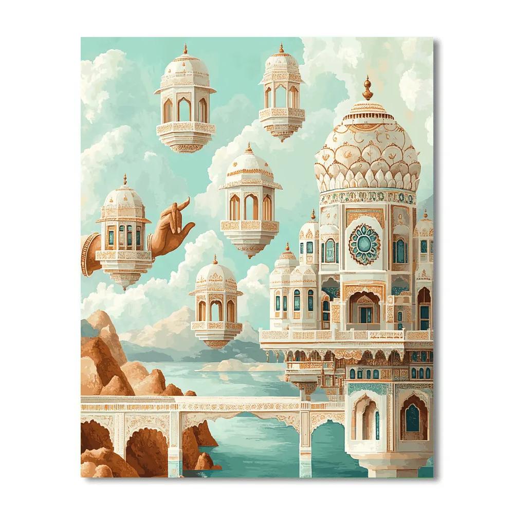 Brahma Horizon Builder With Floating City Blocks Paint by numbers art