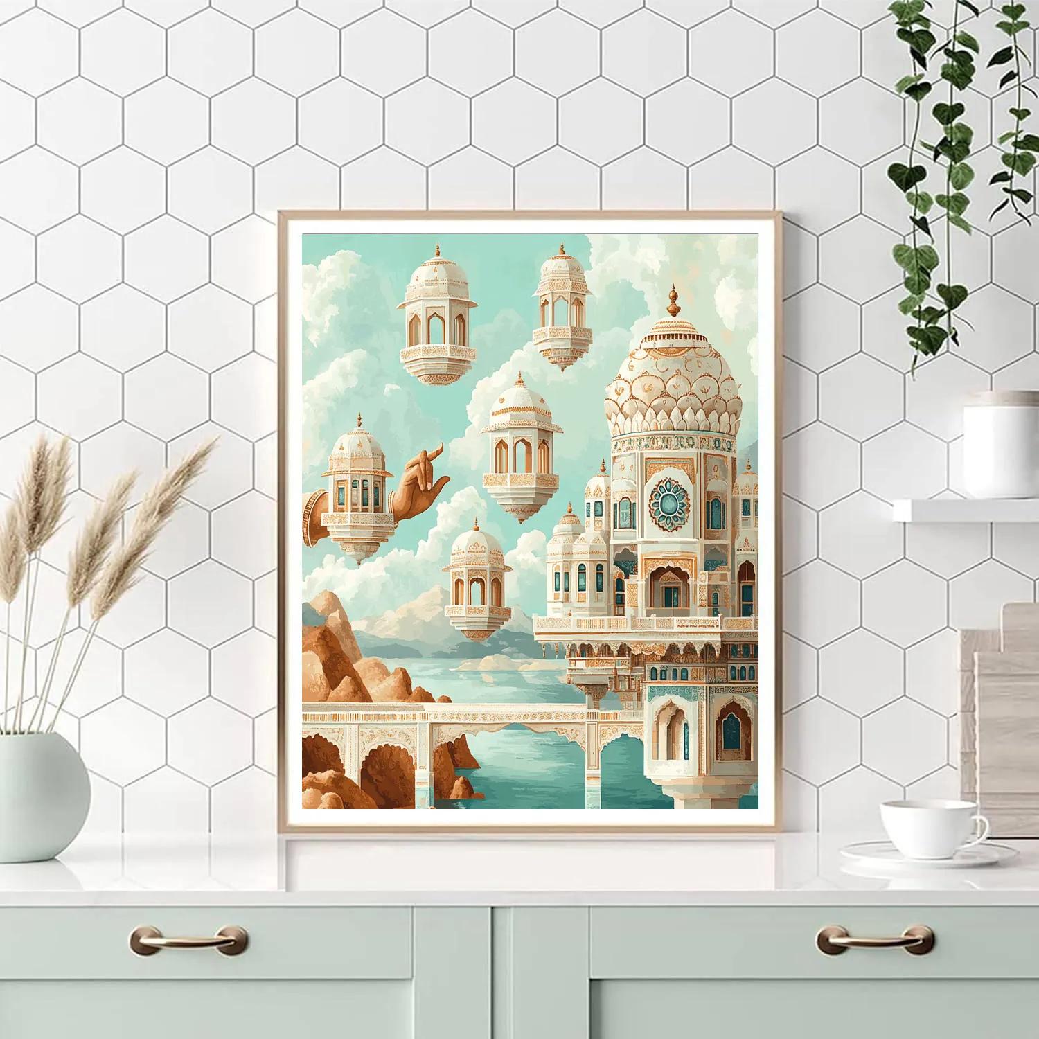 Brahma Horizon Builder With Floating City Blocks Paint by numbers art