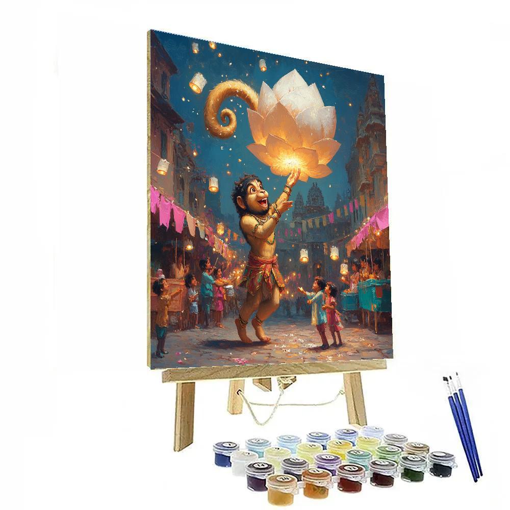 Lantern Festival Under Hanuman Skies paint by color
