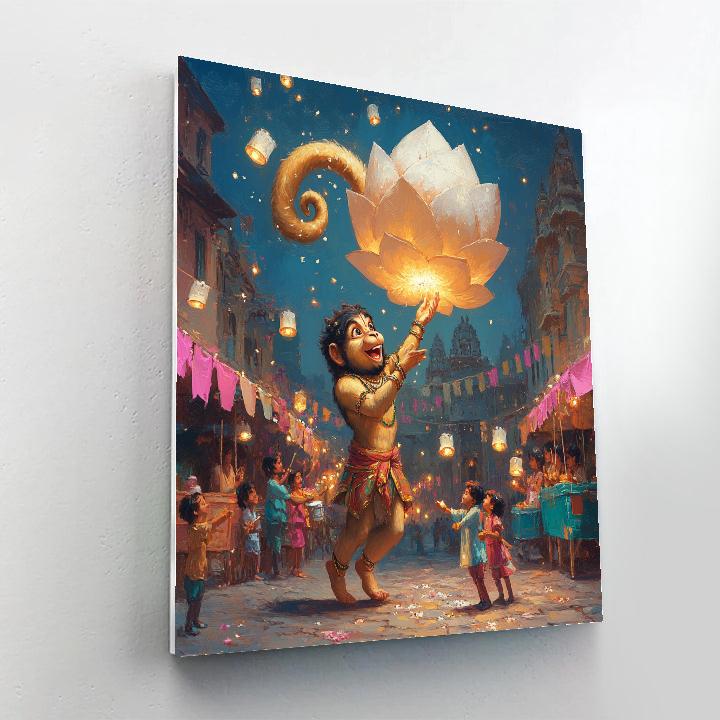 Lantern Festival Under Hanuman Skies paint by color