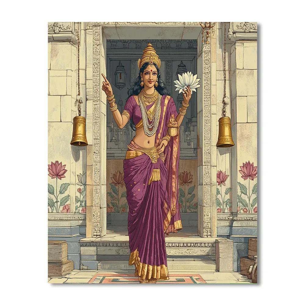 Temple Mural Parvati Guide paint by number