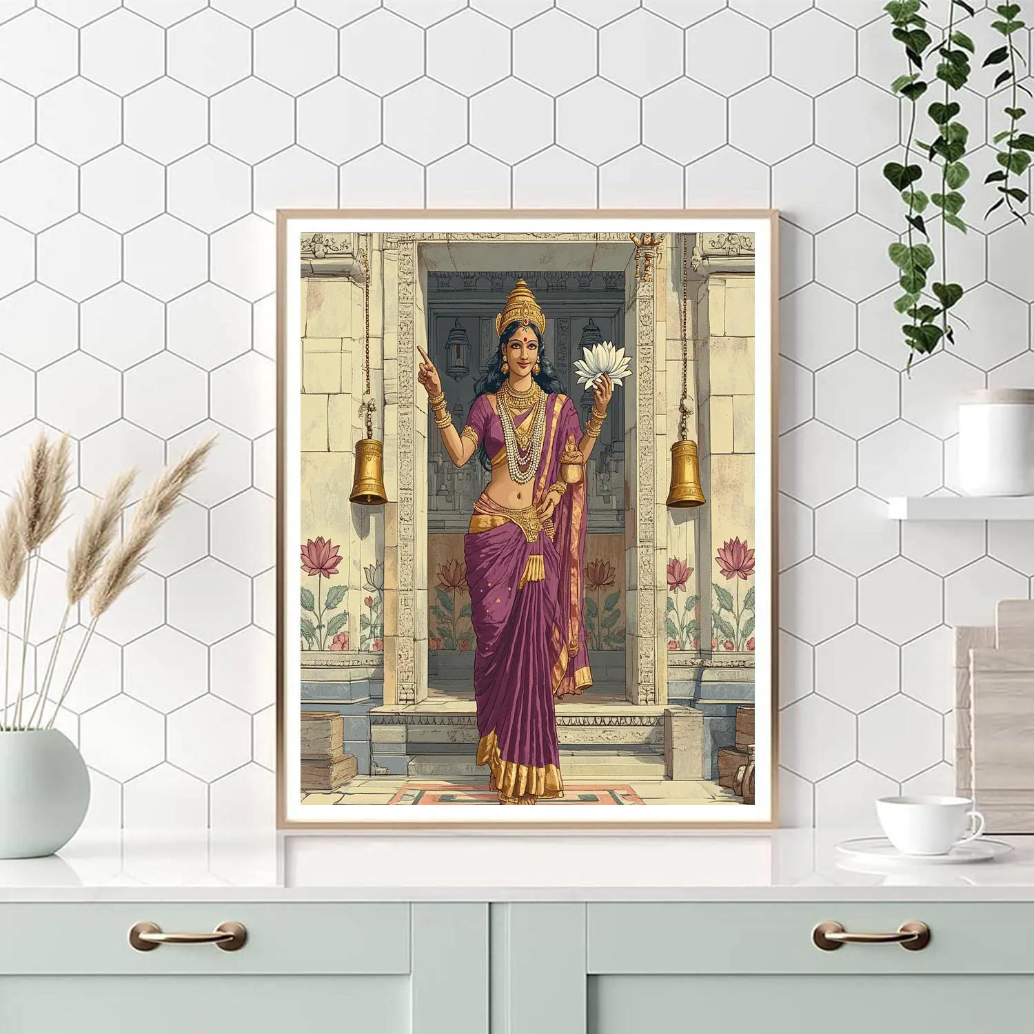 Temple Mural Parvati Guide paint by number