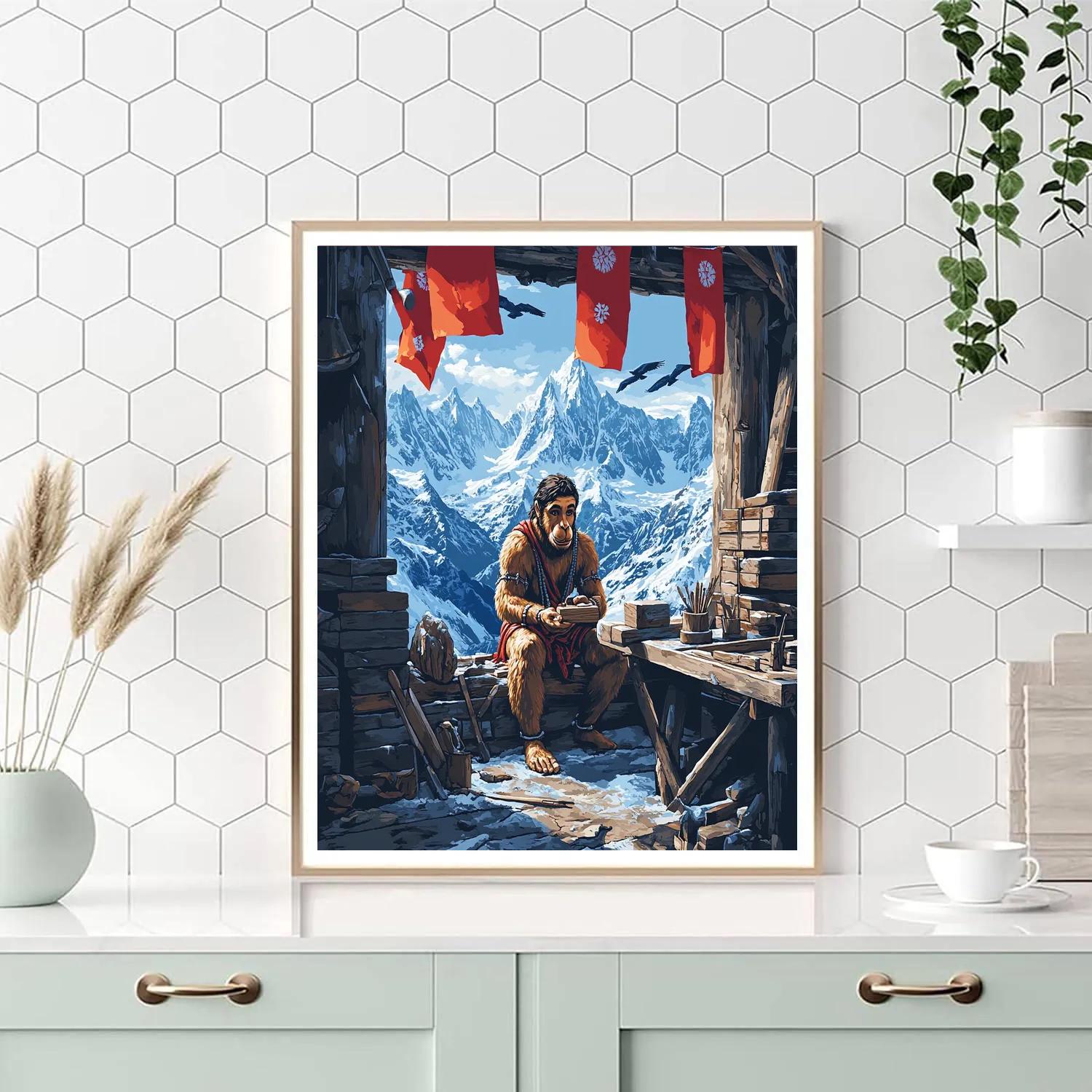 Hanuman In Mountain Wind Workshop Paint by numbers kits