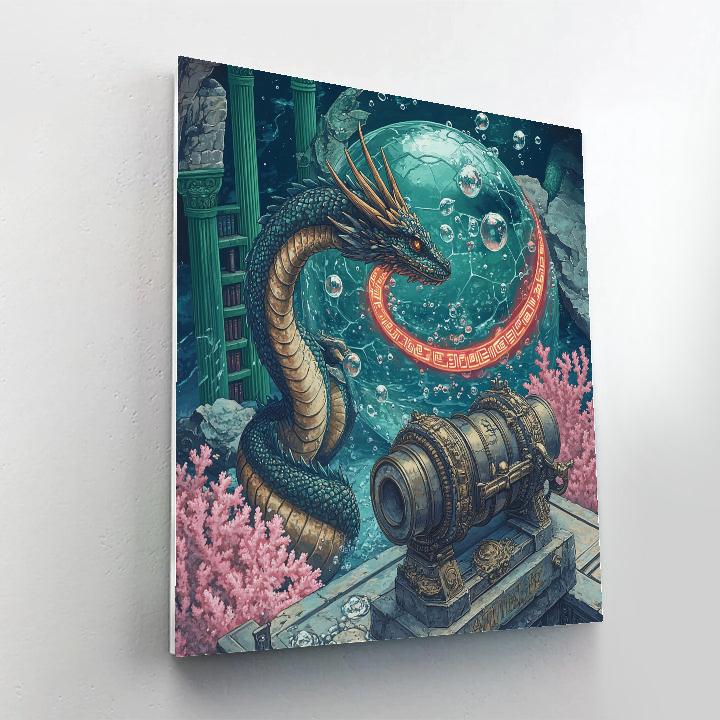 Sunken Observatory With Dragon Archivist paint by color