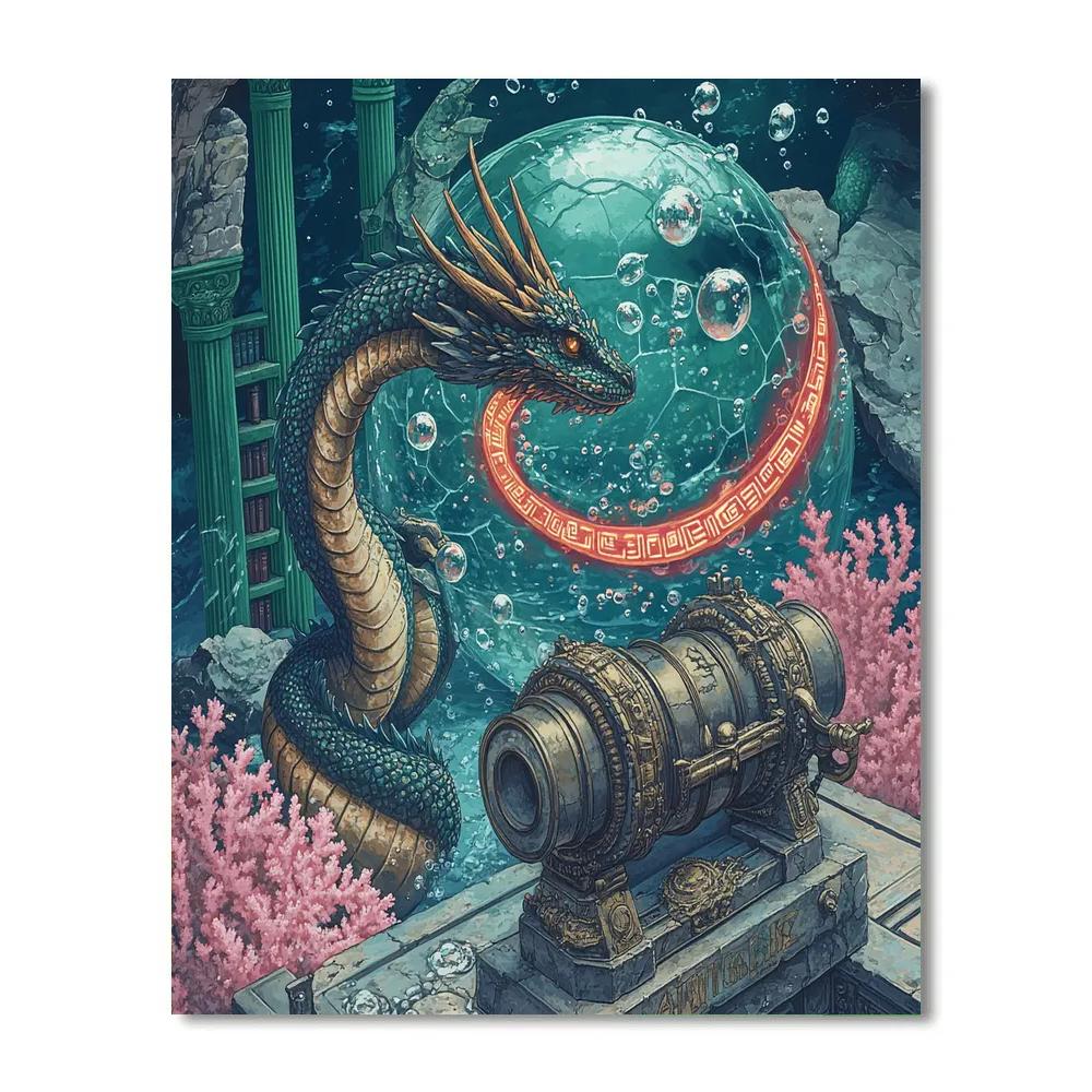 Sunken Observatory With Dragon Archivist paint by color