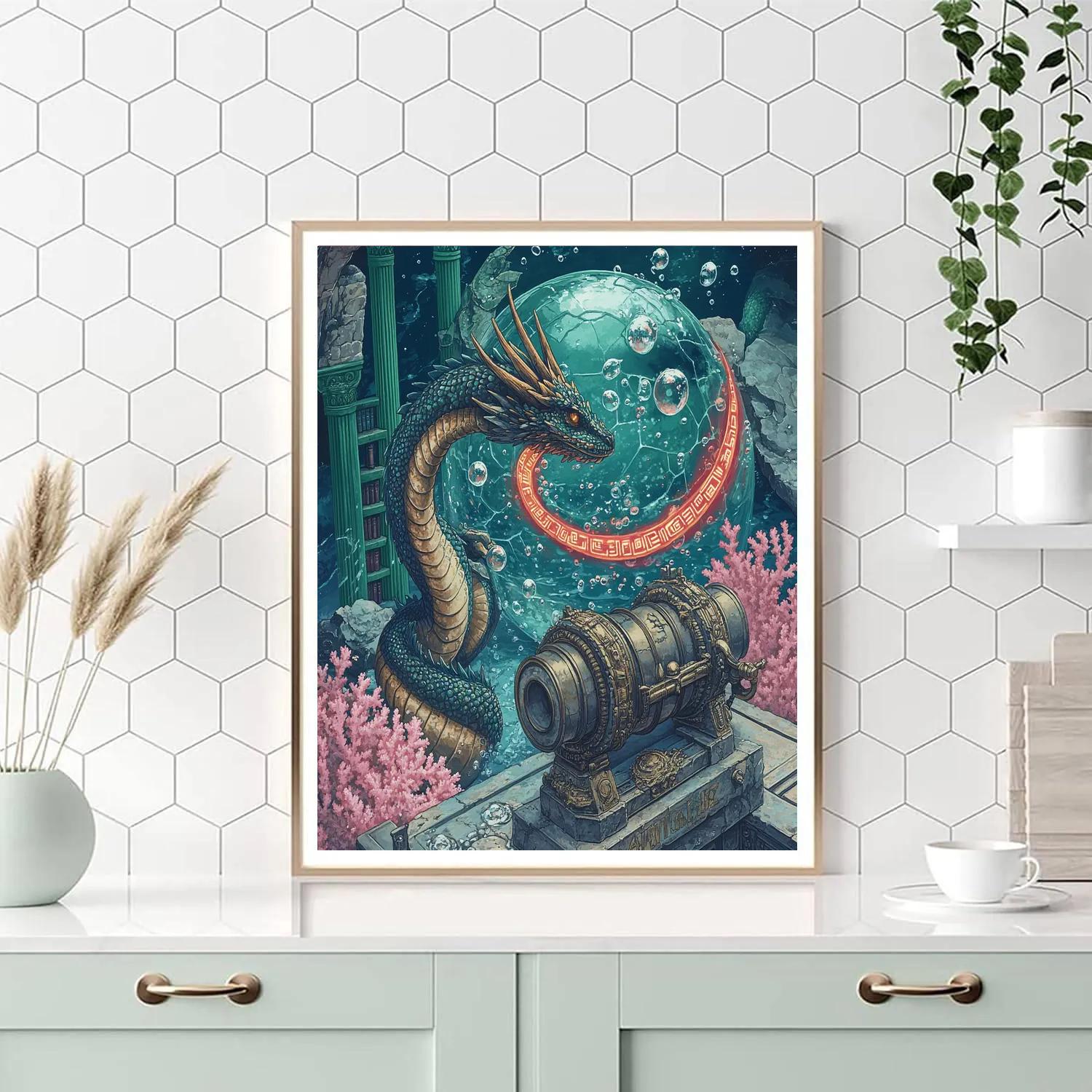 Sunken Observatory With Dragon Archivist paint by color