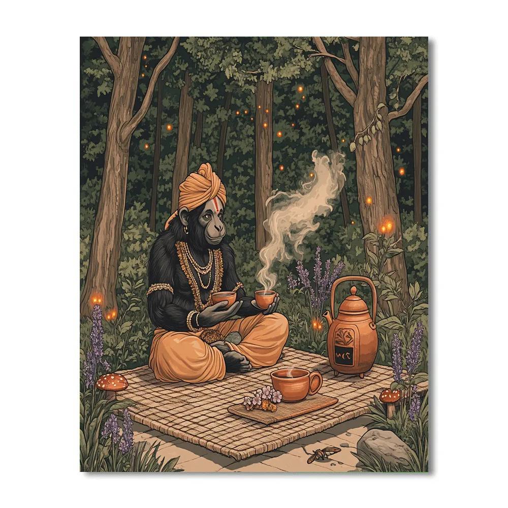 Forest Tea Ceremony, Hanuman Companion Paint by numbers art