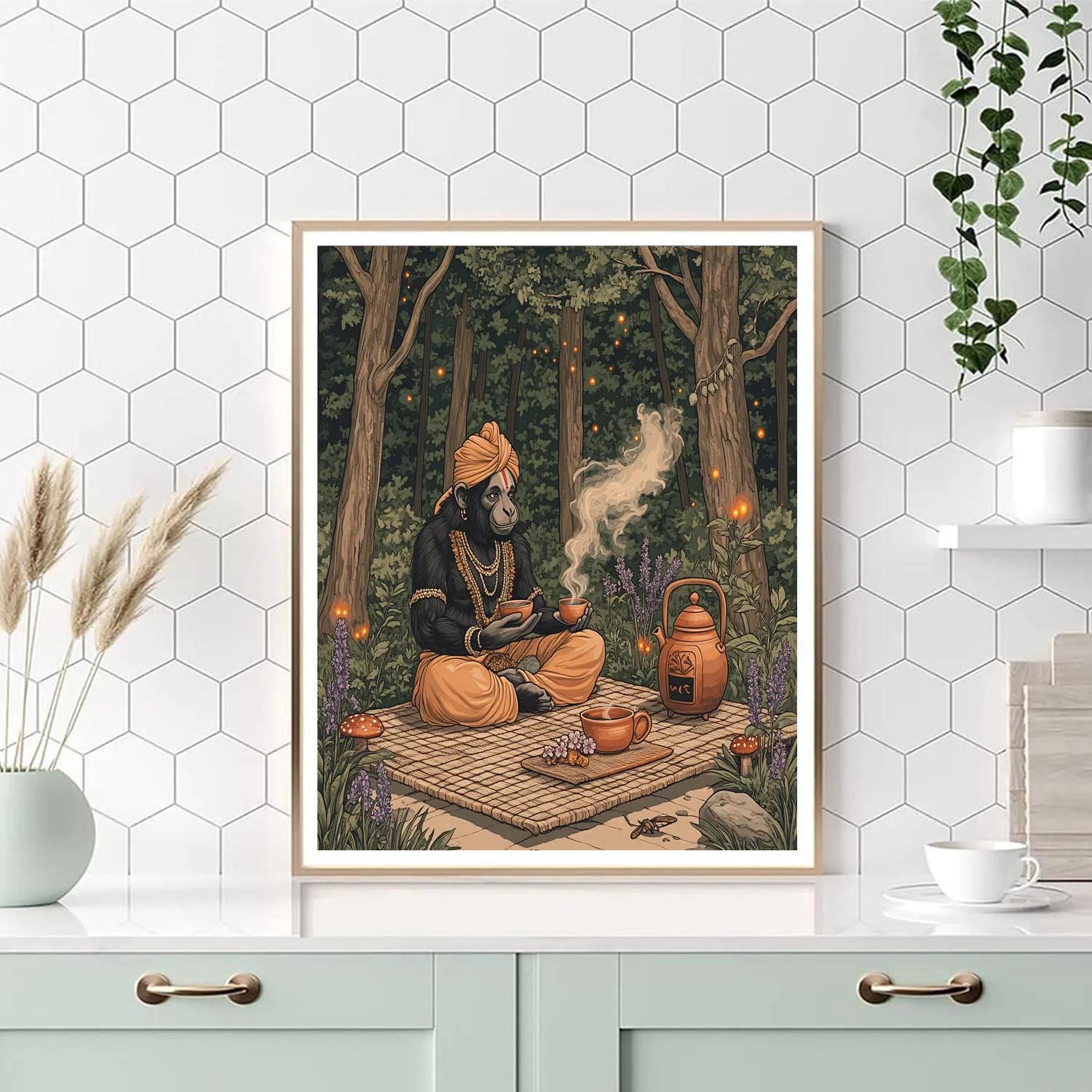 Forest Tea Ceremony, Hanuman Companion Paint by numbers art