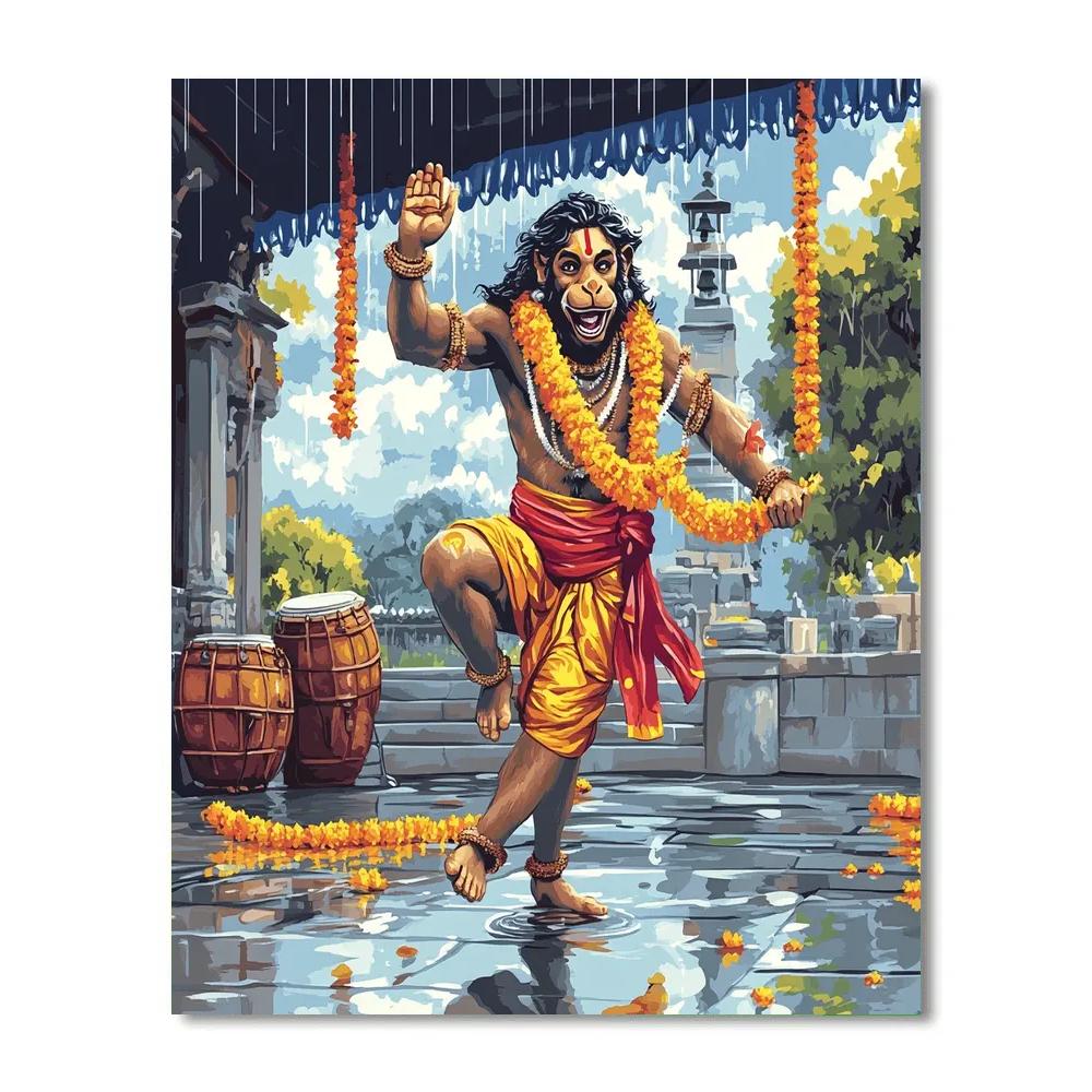 Rainy Courtyard Dance, Hanuman Rhythm paint by number