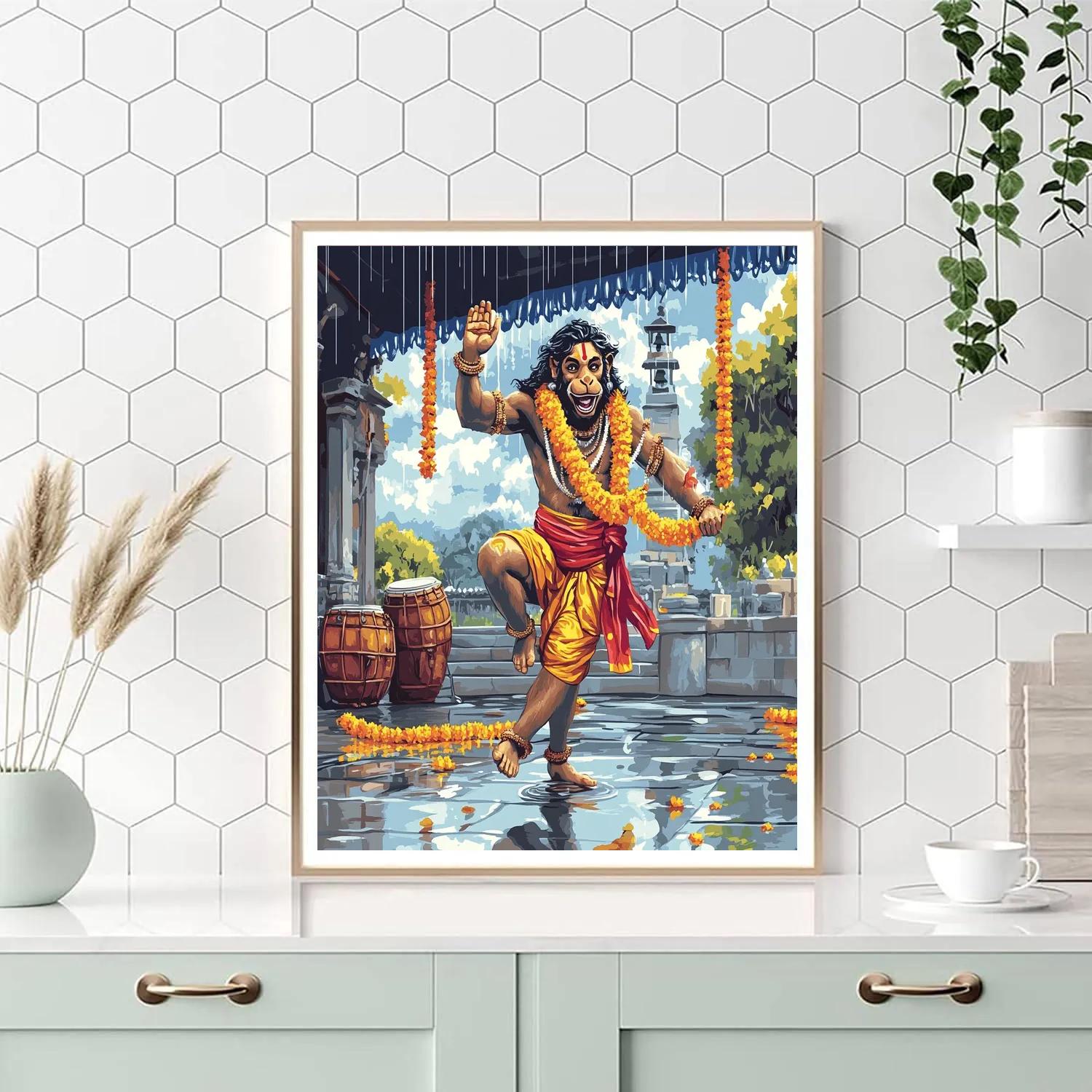 Rainy Courtyard Dance, Hanuman Rhythm paint by number