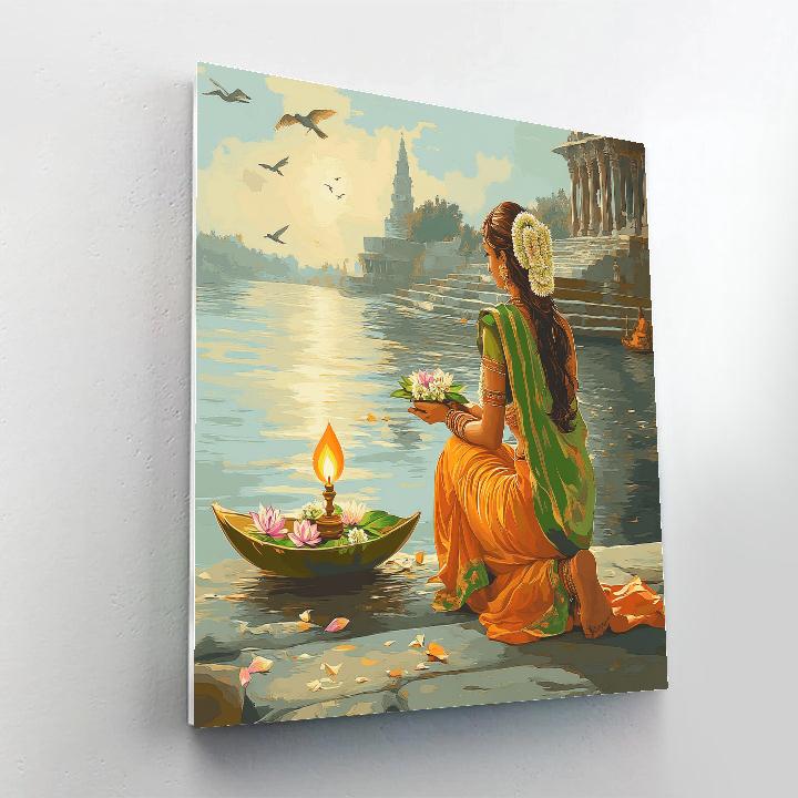 Parvati Riverbank Puja Painting by numbers kit