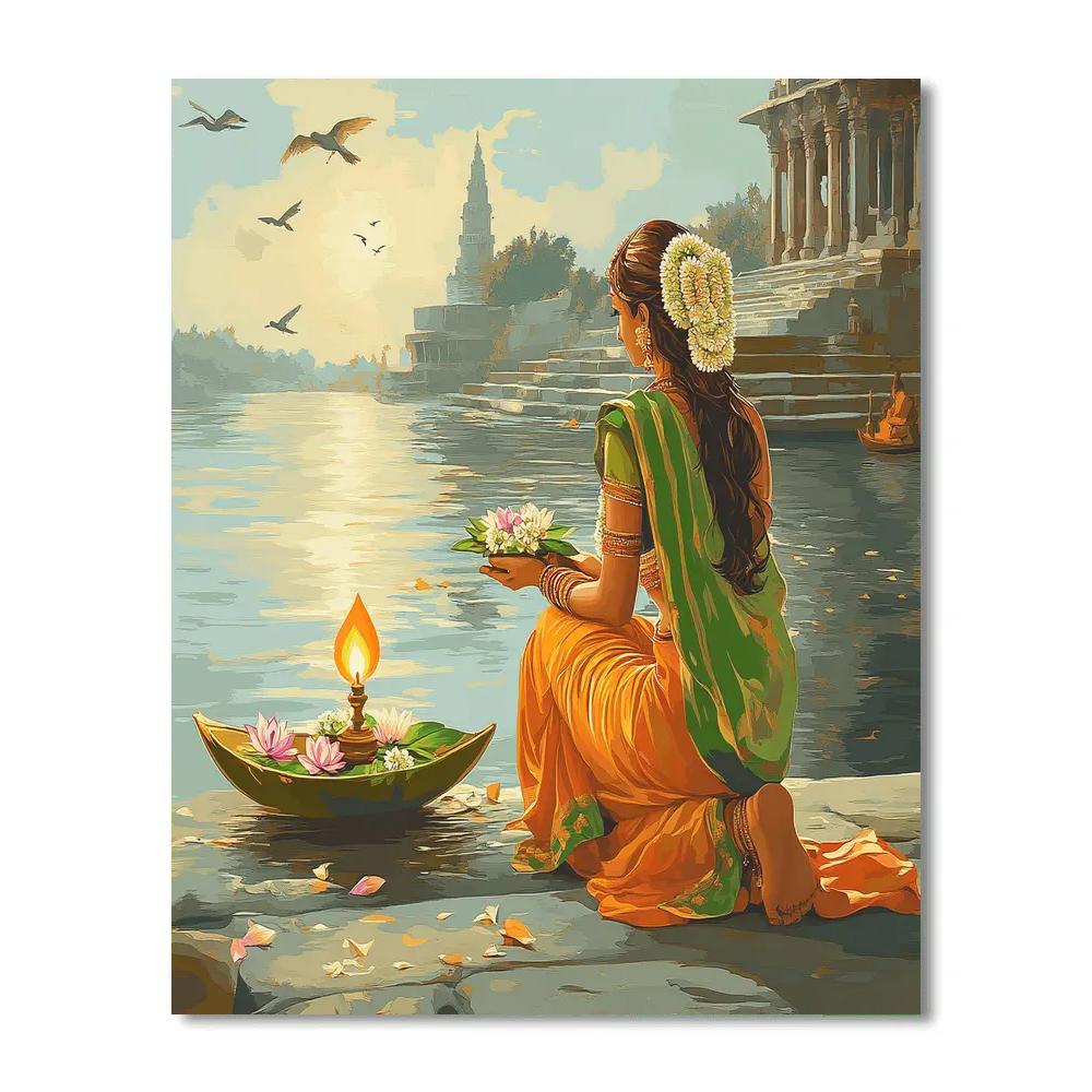 Parvati Riverbank Puja Painting by numbers kit
