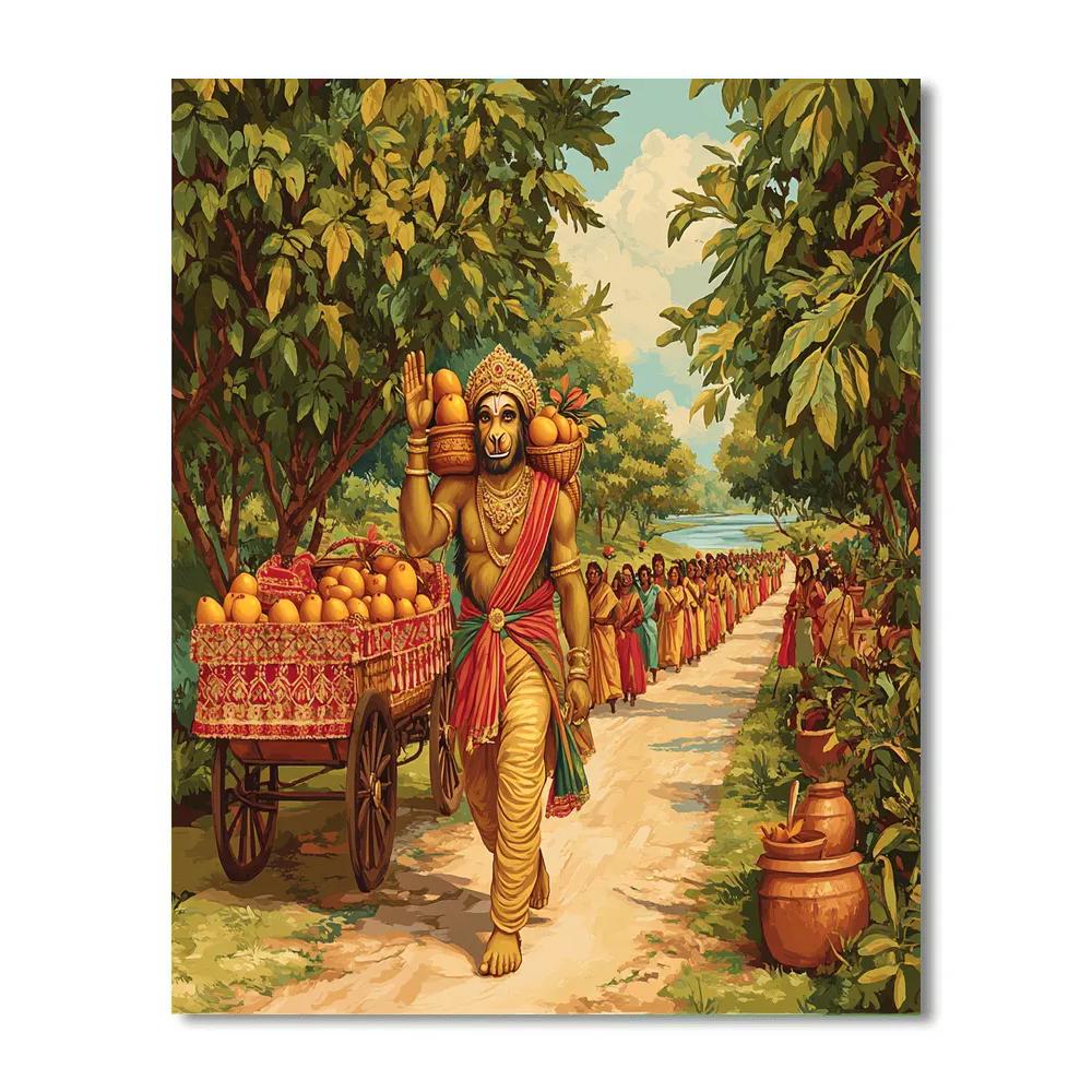 Hanuman Orchard Harvest Parade paint by color