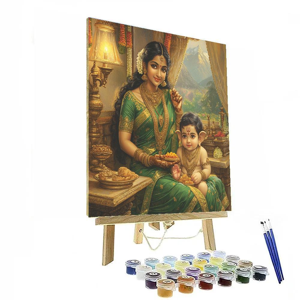 Parvati Protective Mother With Ganesha paint by numbers