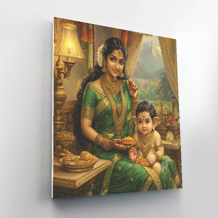 Parvati Protective Mother With Ganesha paint by numbers