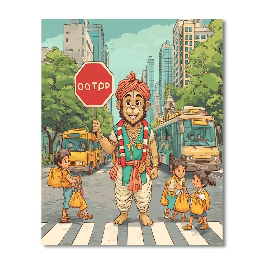 Hanuman City Crossing Patrol paint by numbers