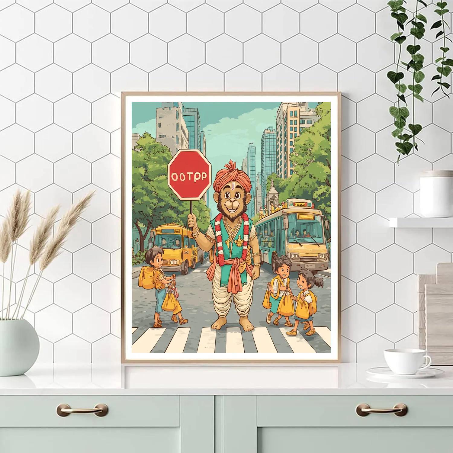 Hanuman City Crossing Patrol paint by numbers