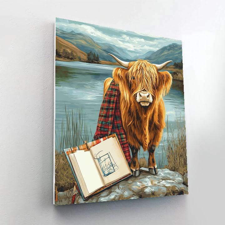 Lochside Sketchbook With Highland Cow Muse paint by color