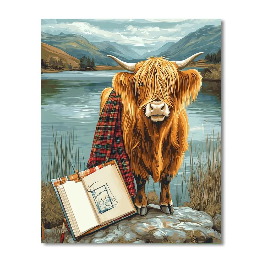 Lochside Sketchbook With Highland Cow Muse paint by color