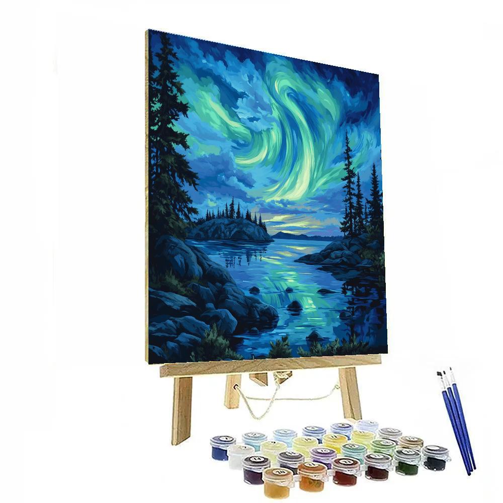 Frederick Varley Inspired Aurora Over Silent Granite Bay painting number kit