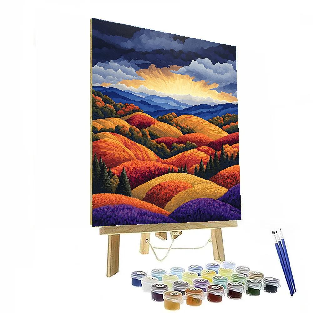 Frederick Varley Inspired Storm Light Through Autumn Ridges paint by number