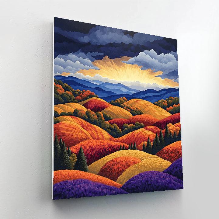 Frederick Varley Inspired Storm Light Through Autumn Ridges paint by number