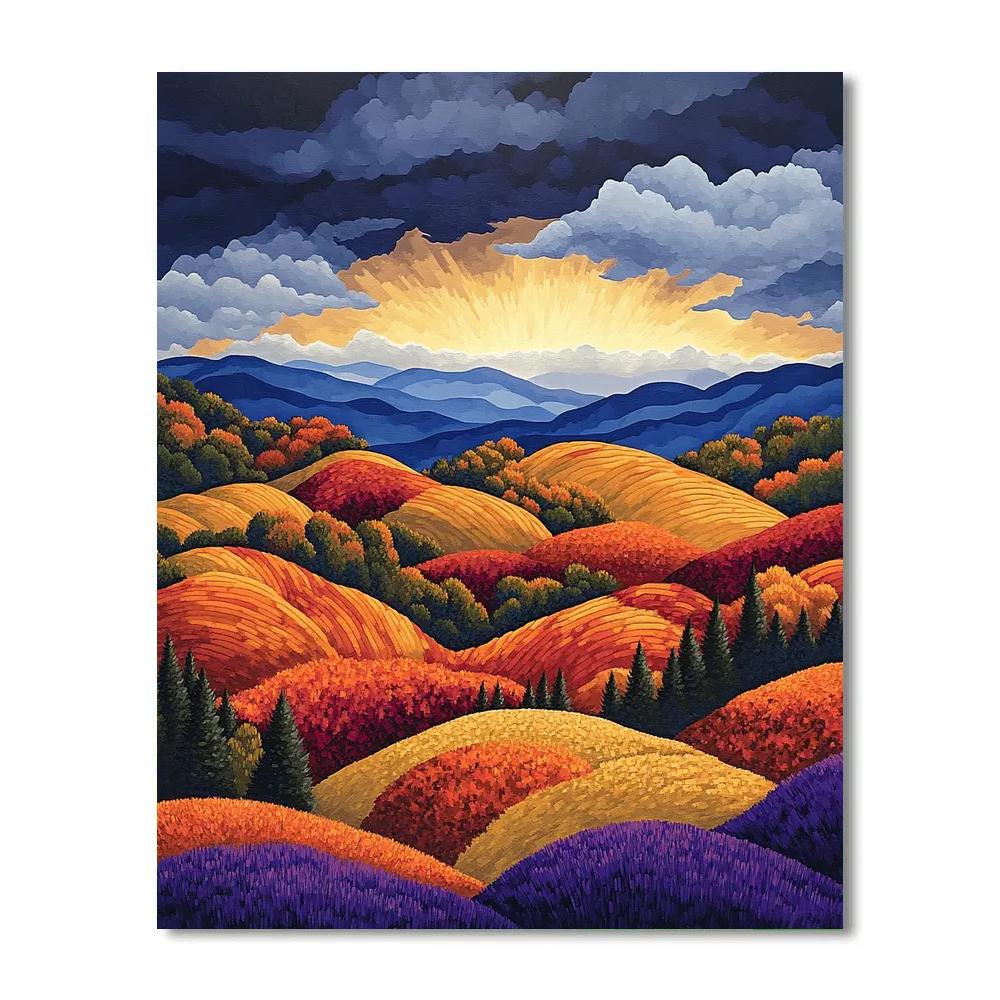 Frederick Varley Inspired Storm Light Through Autumn Ridges paint by number