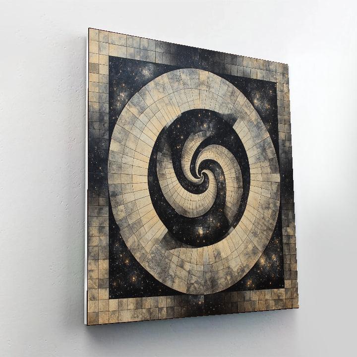 M.C. Escher Inspired Hyperbolic Nebula Tessellation Mirrorfield Number painting