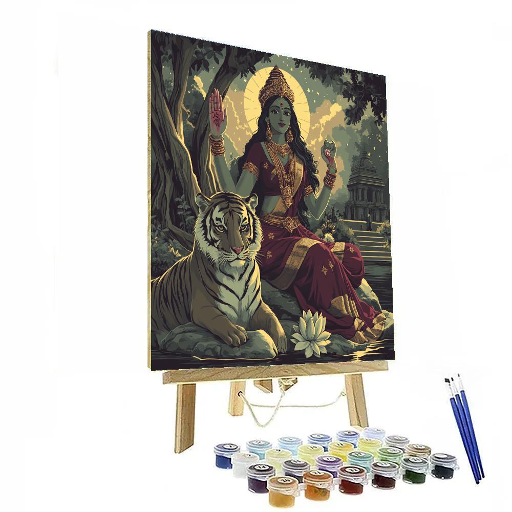 Parvati With Sacred Tiger Calm Vigil paint by numbers