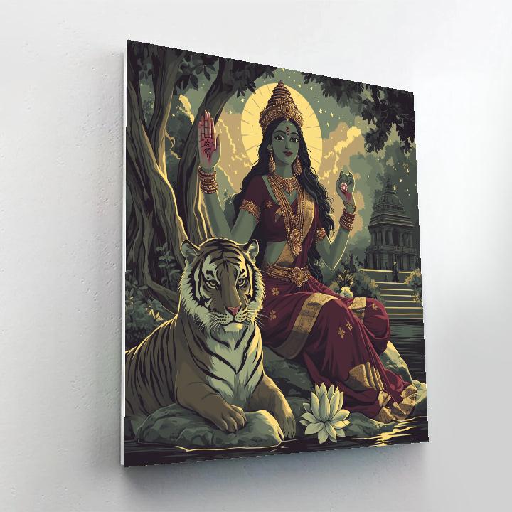 Parvati With Sacred Tiger Calm Vigil paint by numbers