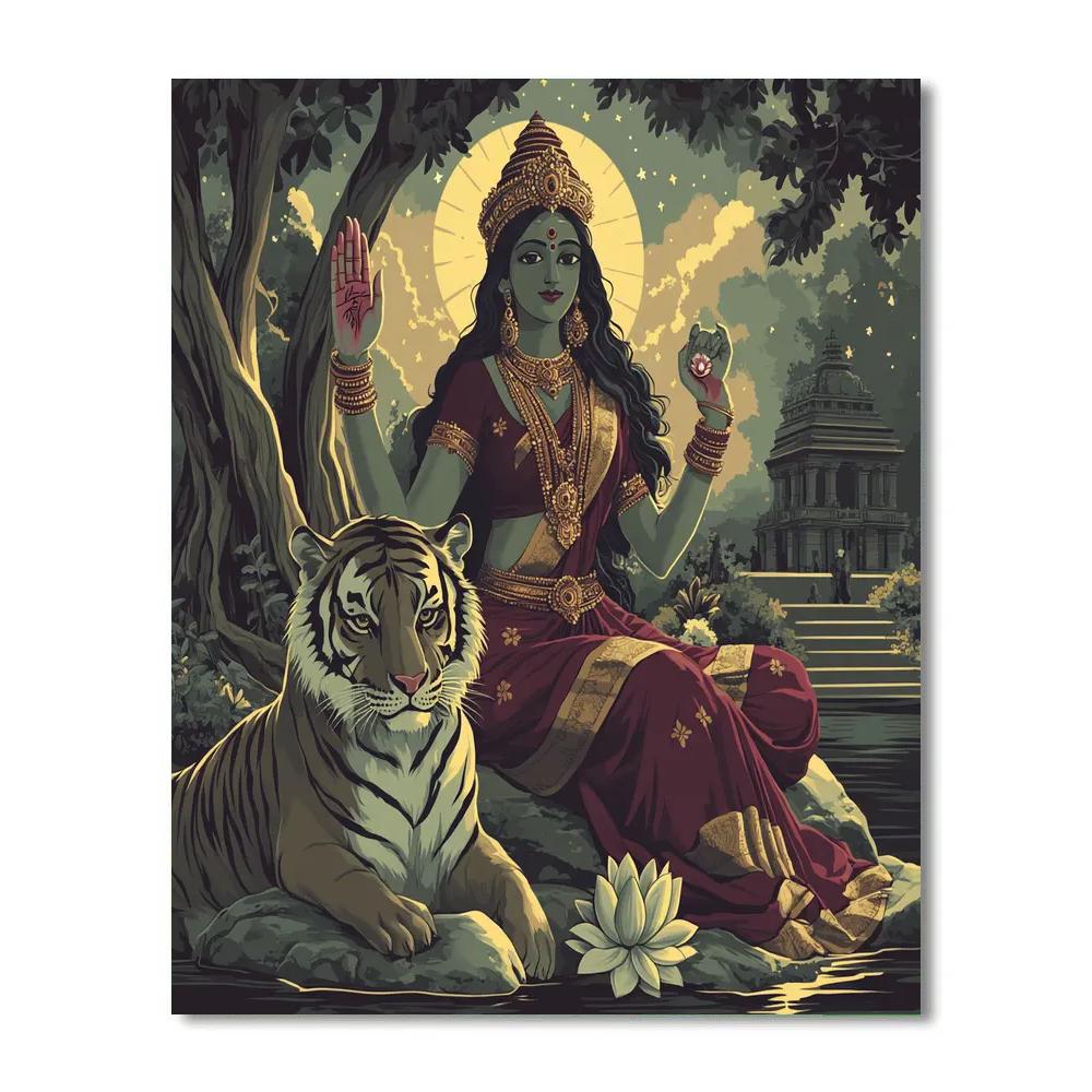 Parvati With Sacred Tiger Calm Vigil paint by numbers